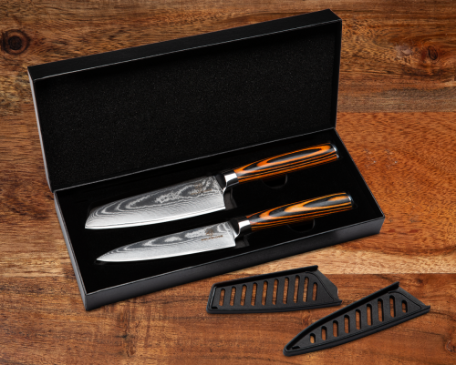 Wolfblood Zeuß Set Santoku Damastmesser Küchenmesser LH Lifestyle Kochmesser